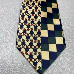 SINSABANG Pure Silk Mens Tie 58" Blue Green Multicolor Geometric Print